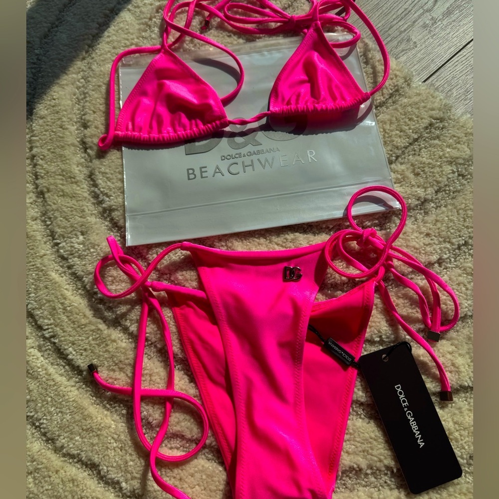 D&G Hot Pink Triangle Bikini - Picture 2 of 11
